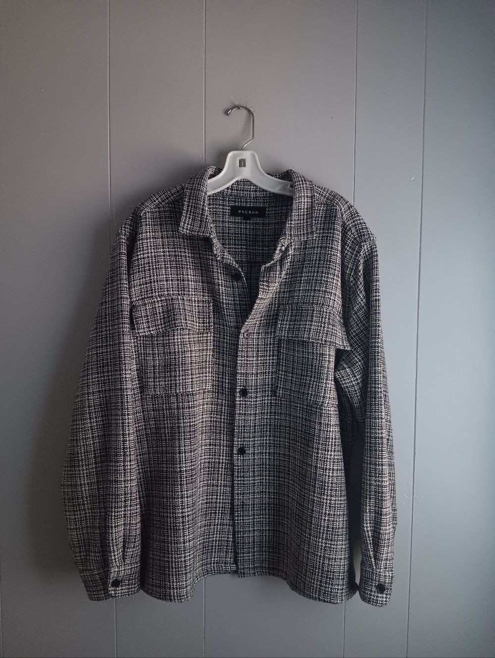 PacSun Black & White Plaid Shacket Size L/L